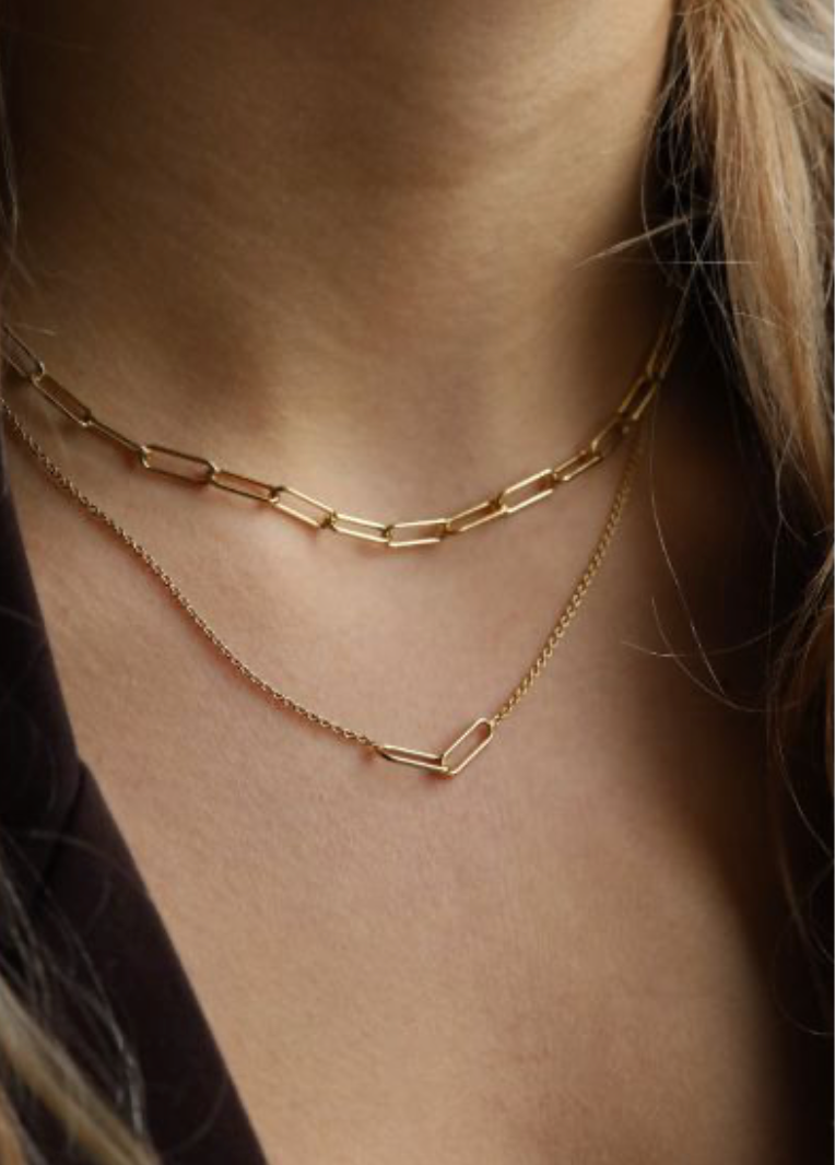Karma Jewelry T271GP - Dames Ketting - Plain Round Square Necklace - Goud - 38-45 CM