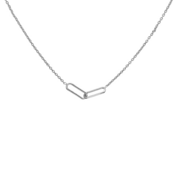 Karma Jewelry ketting T273S - Dames Ketting - Necklace Double Square - Zilver - 39+5 CM