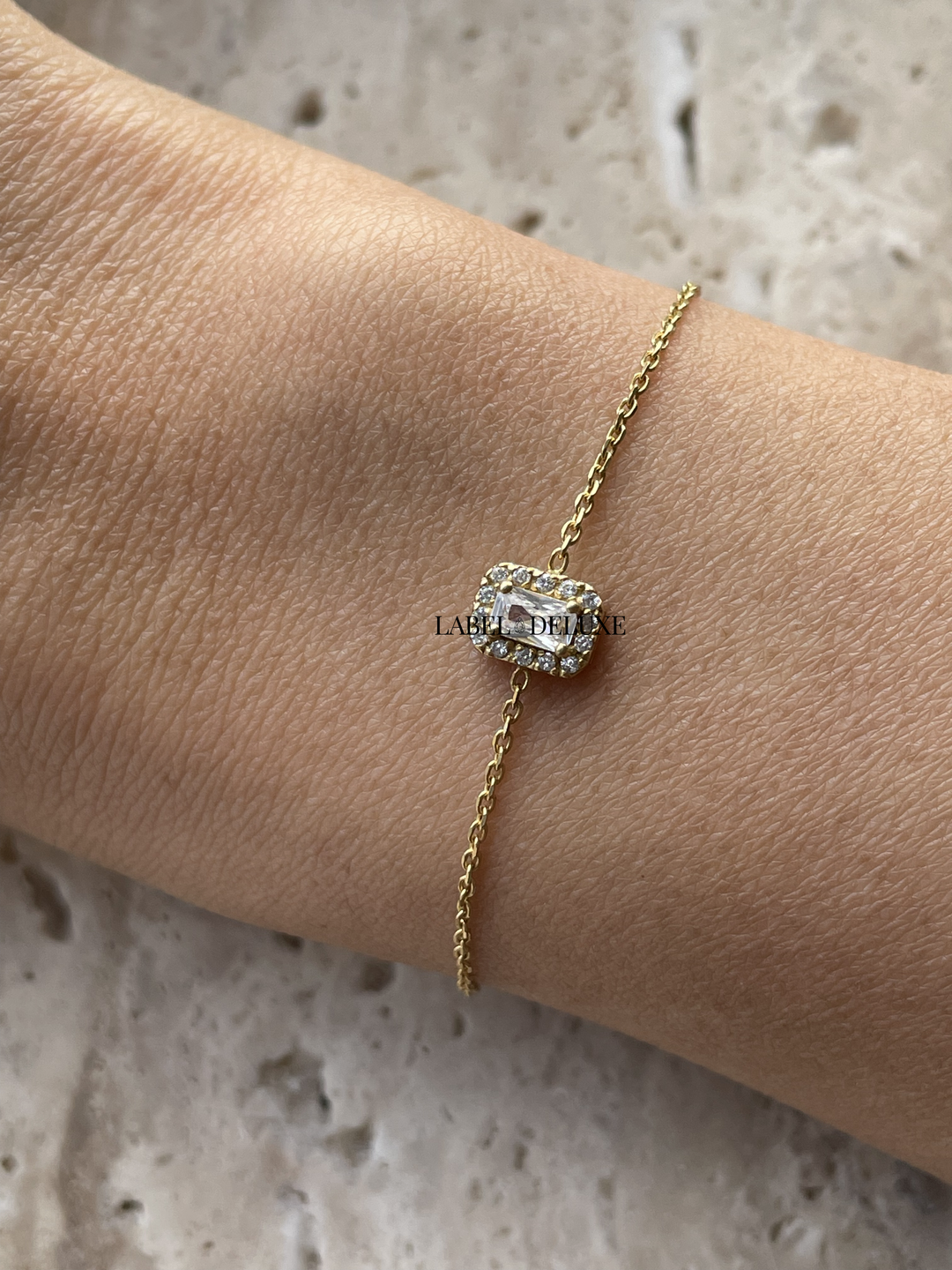 Karma Jewelry 94139 - Bracelet VINTAGE SQUARE - Damesarmband - Sterling Zilveren - 14K Gouden Plating - Goud kleurig - 16 + 3 CM