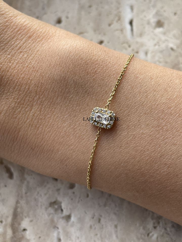 Karma Jewelry 94139 - Bracelet VINTAGE SQUARE - Damesarmband - Sterling Zilveren - 14K Gouden Plating - Goud kleurig - 16 + 3 CM