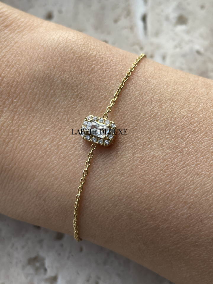 Karma Jewelry 94139 - Bracelet VINTAGE SQUARE - Damesarmband - Sterling Zilveren - 14K Gouden Plating - Goud kleurig - 16 + 3 CM