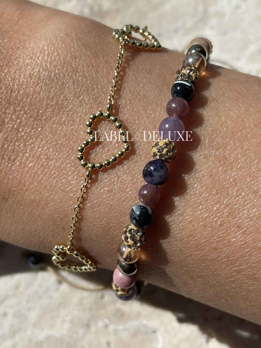 Karma Jewelry Kralenarmband 84685 - Damesarmband - Spiral Gaia - 14K Gouden Plating - Goud Paars Roze - XXS - 16,5+6 CM