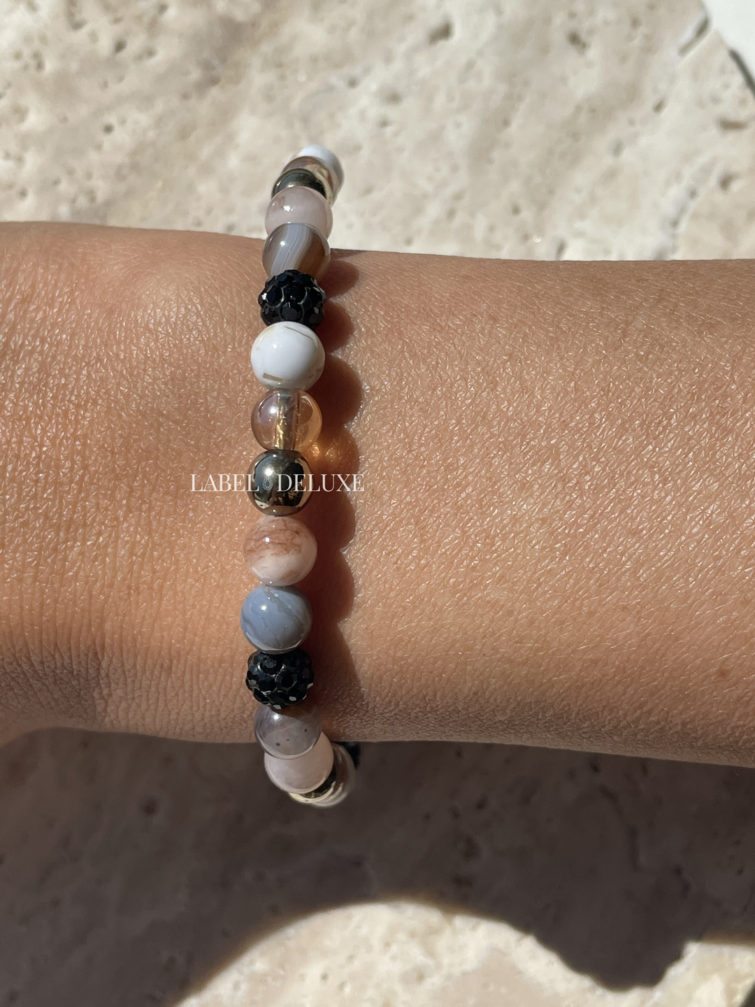 Karma Jewelry bracelet 80201 XS- Sterling Zilveren Dames kralenarmband Spiral Zoya - 14K Gouden Plating - Zwart - 18,5+6 CM
