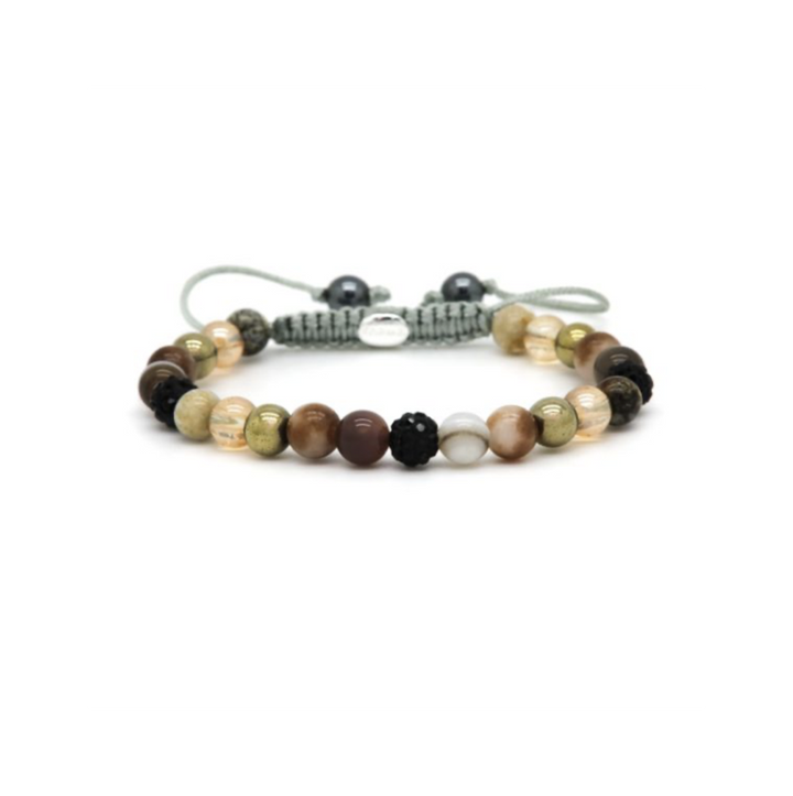 Karma Jewelry bracelet 80201 XS- Sterling Zilveren Dames kralenarmband Spiral Zoya - 14K Gouden Plating - Zwart - 18,5+6 CM