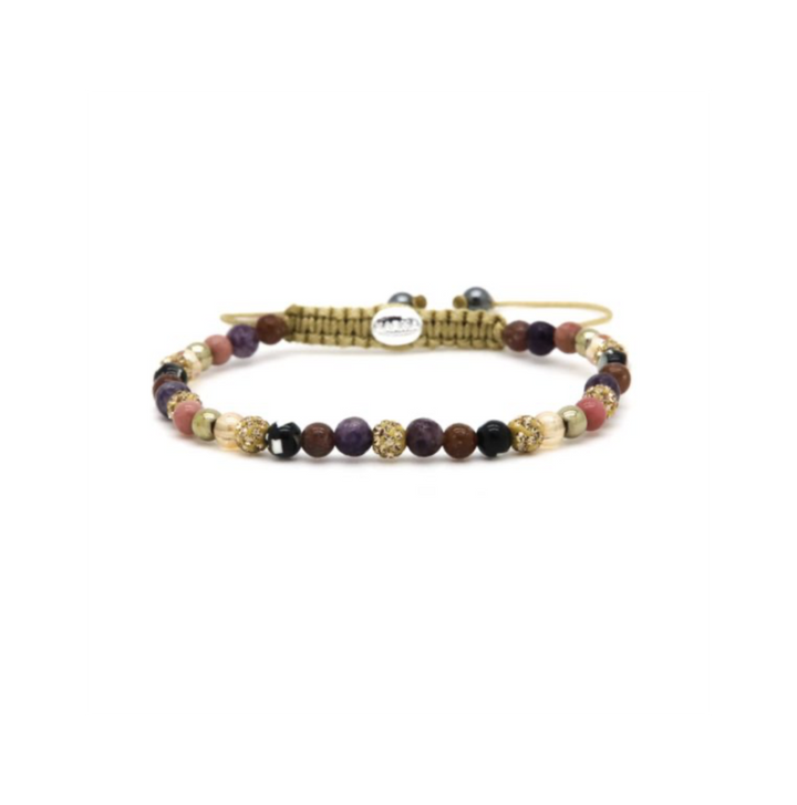 Karma Jewelry Kralenarmband 84685 - Damesarmband - Spiral Gaia - 14K Gouden Plating - Goud Paars Roze - XXS - 16,5+6 CM