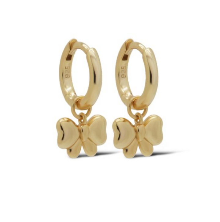 Karma Jewelry A156GP - Hinged Hoops BELLE BOW - Oorbellen Dames - 925 Sterling Zilver - 14K Gouden Plating - Goud kleurig - 20 MM