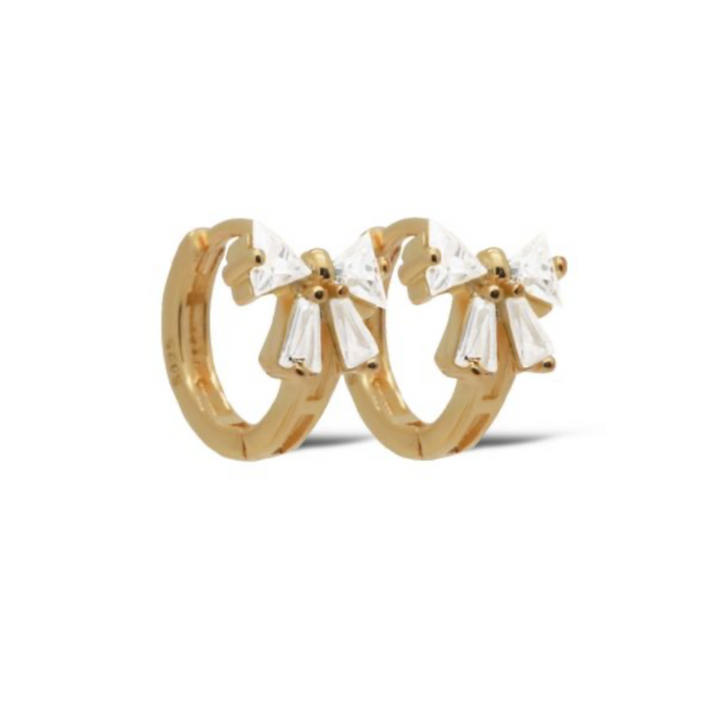 Karma Jewelry H583GP - Plain Hinged Hoops BLAIR BOW - Oorbellen Dames - 925 Sterling Zilver - 14K Gouden Plating - Goud kleurig - 12 MM