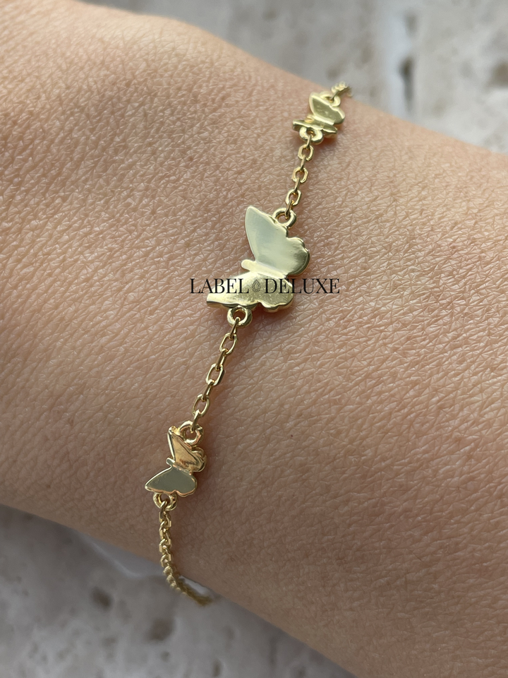 Karma Jewelry 94170 - Bracelet Butterfly Fone -  Damesarmband - Sterling Zilveren - 14K Gouden Plating - Goud kleurig - 16 - 19 CM