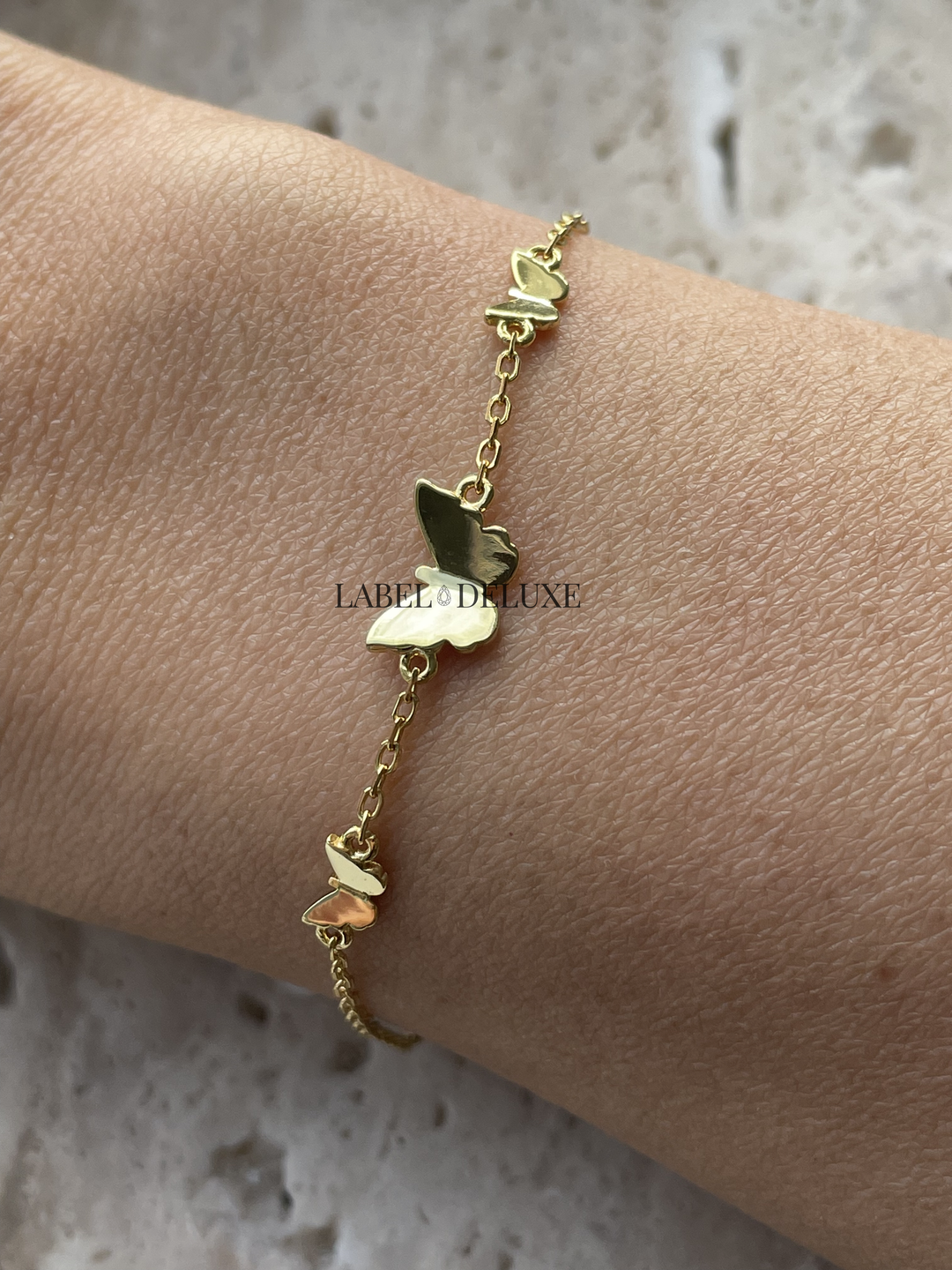 Karma Jewelry 94170 - Bracelet Butterfly Fone -  Damesarmband - Sterling Zilveren - 14K Gouden Plating - Goud kleurig - 16 - 19 CM