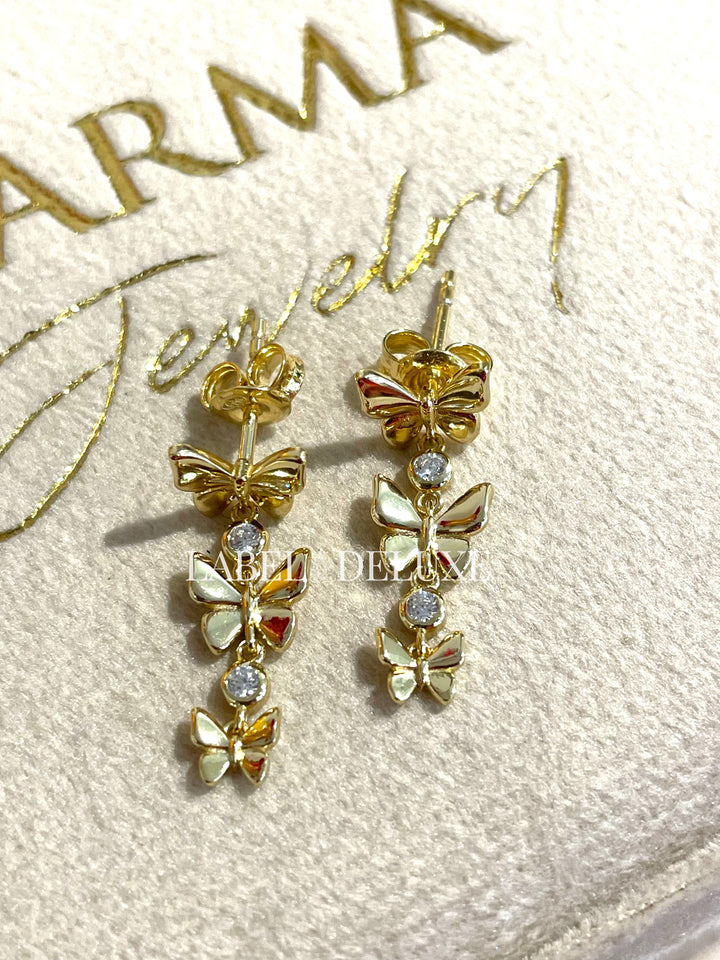 Karma jewelry butterfly oorbellen detail vleugels zilver met zirkonia
