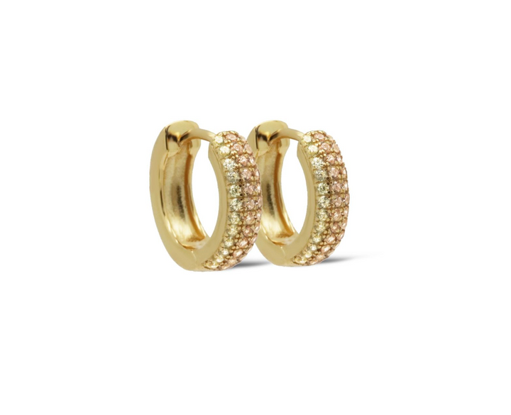 Karma Jewelry H438GP_C - Hinged Hoops IVY CHAMPAGNE - Oorbellen Dames - 925 Sterling Zilver - 14K Gouden Plating - Goud kleurig - 12 MM