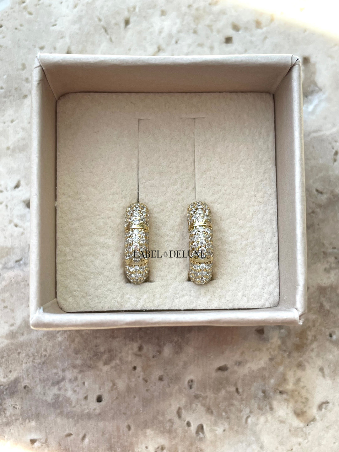 Karma Jewelry H632GP - Oorringen Dames - Hinged Hoops Cellie Zirconia - 925 Sterling Zilver - 14K Gouden Plating - Goudkleurig - 13 MM