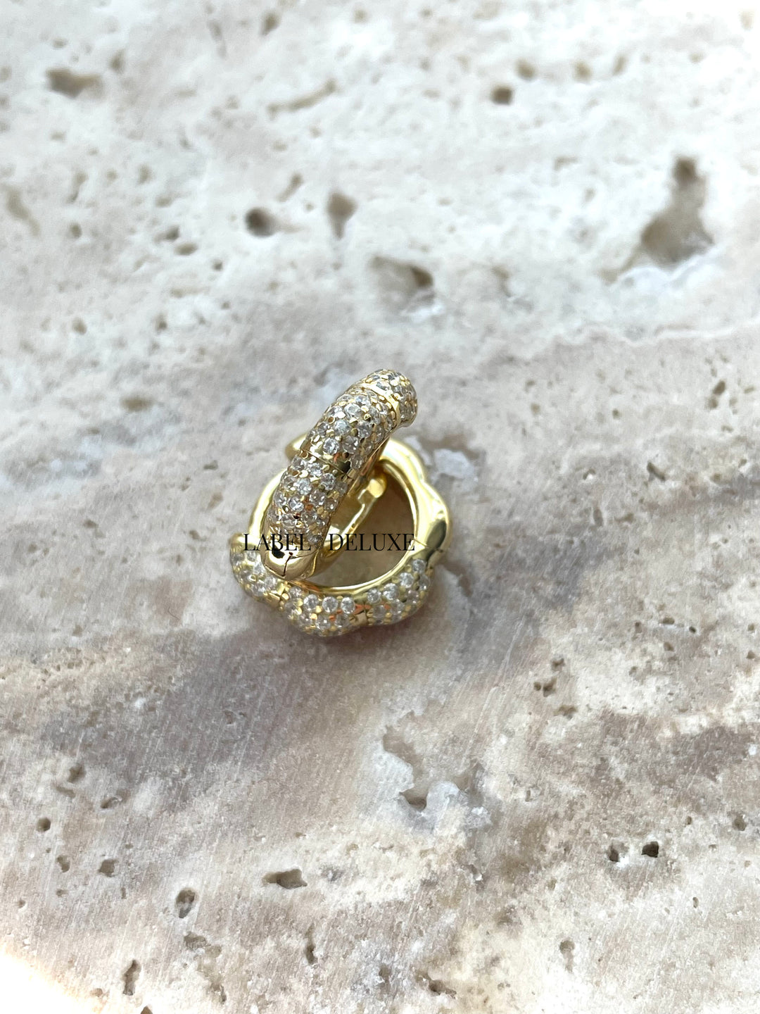 Karma Jewelry H632GP - Oorringen Dames - Hinged Hoops Cellie Zirconia - 925 Sterling Zilver - 14K Gouden Plating - Goudkleurig - 13 MM