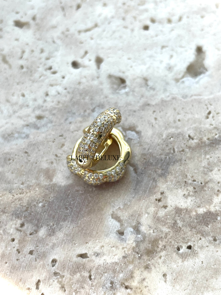 Karma Jewelry H632GP - Oorringen Dames - Hinged Hoops Cellie Zirconia - 925 Sterling Zilver - 14K Gouden Plating - Goudkleurig - 13 MM