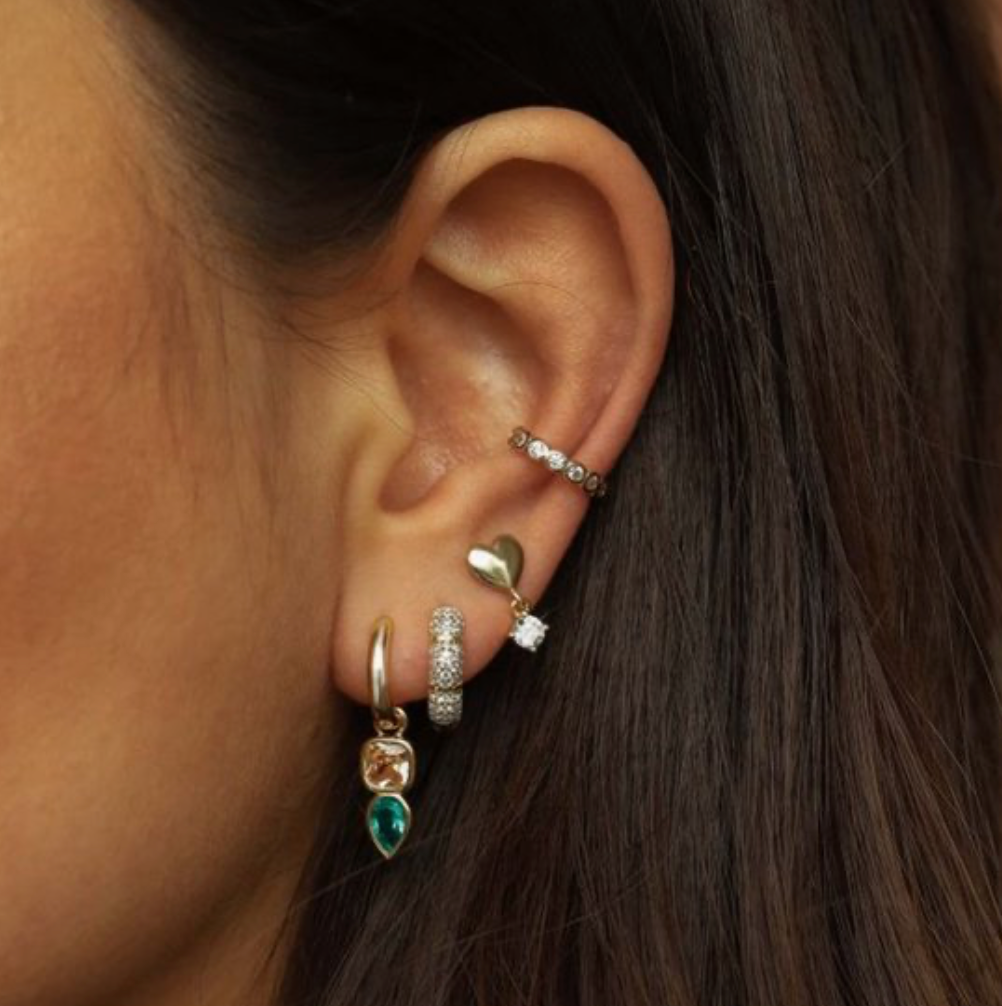 Karma Jewelry H632GP - Oorringen Dames - Hinged Hoops Cellie Zirconia - 925 Sterling Zilver - 14K Gouden Plating - Goudkleurig - 13 MM