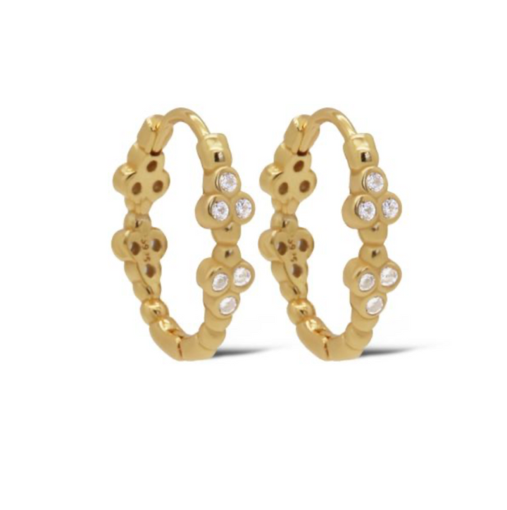 Karma Jewelry H639 - Hoops HOLLY - Oorbellen Dames - 925 Sterling Zilver - 14K Gouden Plating - Goud - 16 MM