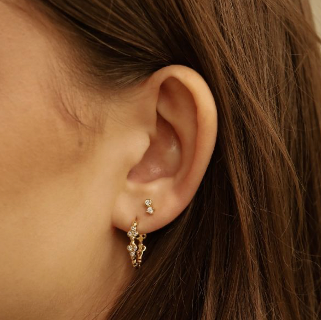 Karma Jewelry H639 - Hoops HOLLY - Oorbellen Dames - 925 Sterling Zilver - 14K Gouden Plating - Goud - 16 MM