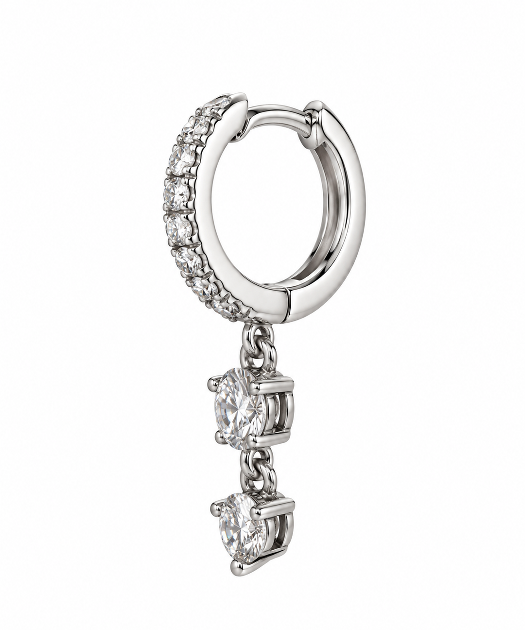 Karma Jewelry oorbellen M2285 - Double Zirconia Hoops - Zilver - 2,5 cm