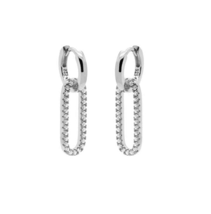 Karma Jewelry earrings H83S - Dames Oorbellen - Plain Hinged Hoops Dangling Round Square - Zilver - 3,0 cm