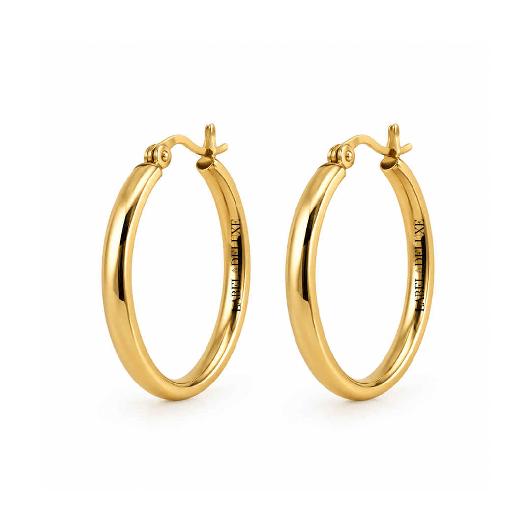 Karma Jewelry oorbellen PL10GP - Dames Oorbellen - Plain Hoops - Goud - 3 CM