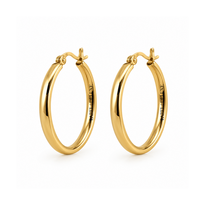 Karma Jewelry oorbellen PL10GP - Dames Oorbellen - Plain Hoops - Goud - 3 CM