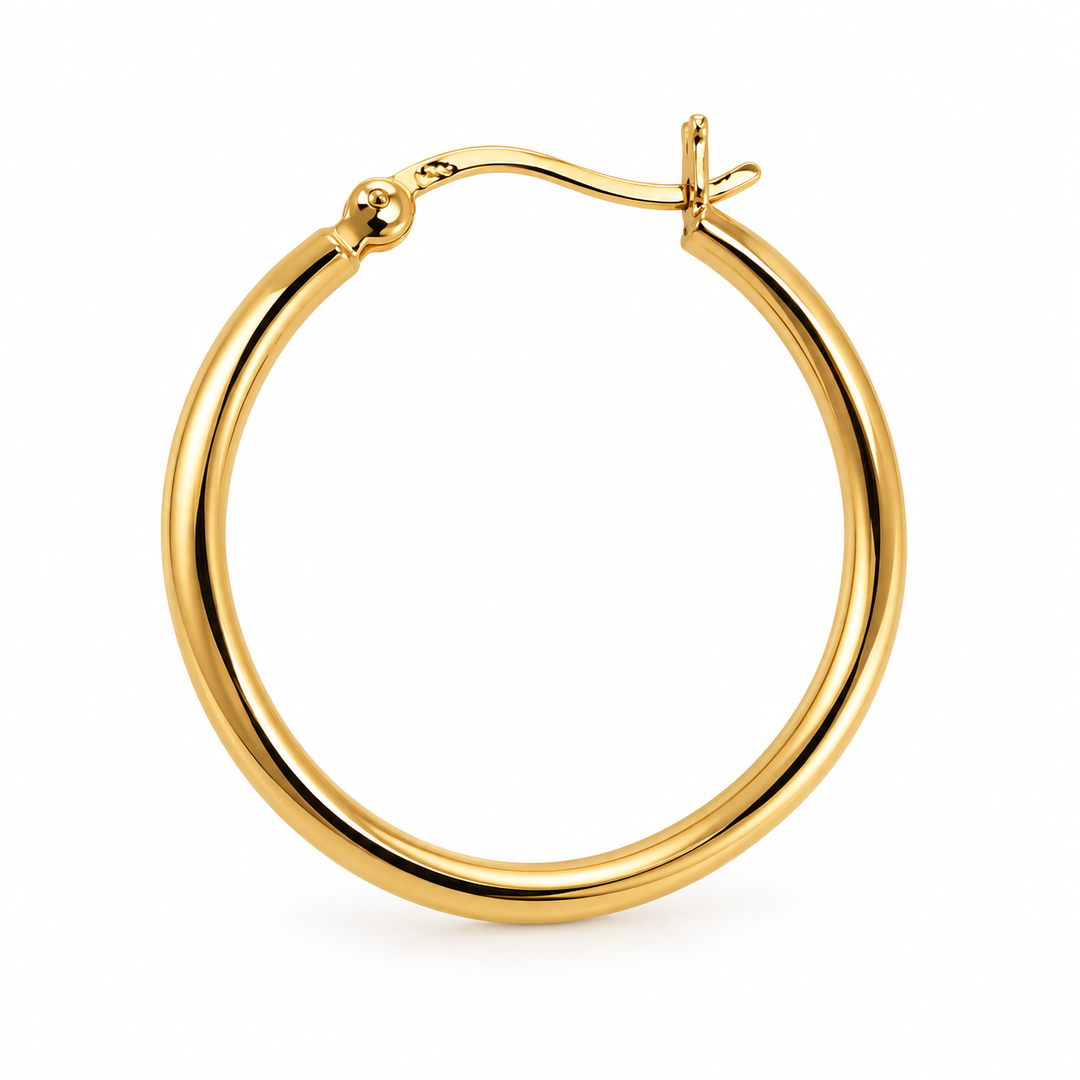 Karma Jewelry oorbellen PL10GP - Dames Oorbellen - Plain Hoops - Goud - 3 CM