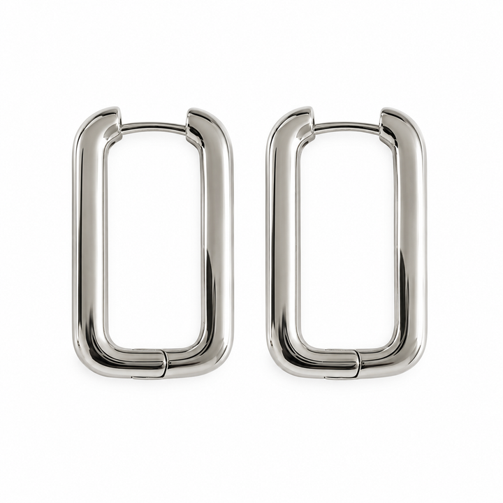 Karma Jewelry oorbellen H157SS - Bold Rectangle Square Hoops - Zilver - 24 mm