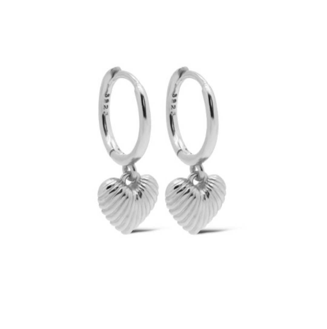 Karma Jewelry earrings M3303S - Dames Oorbellen - Hearts Ribbels - Zilver - 20 mm