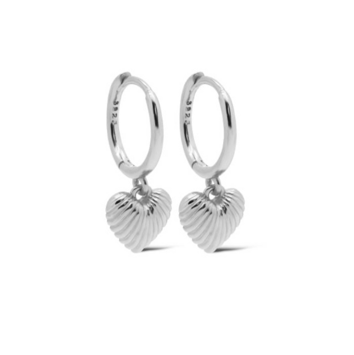 Karma Jewelry earrings M3303S - Dames Oorbellen - Hearts Ribbels - Zilver - 20 mm