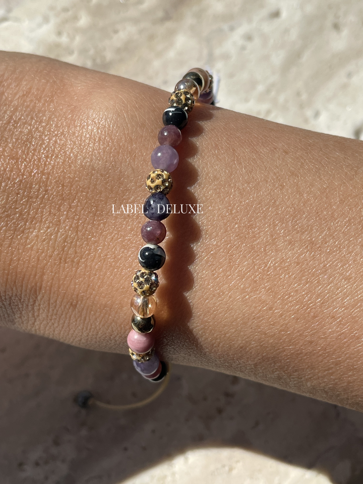 Karma Jewelry Kralenarmband 84685 - Damesarmband - Spiral Gaia - 14K Gouden Plating - Goud Paars Roze - XXS - 16,5+6 CM
