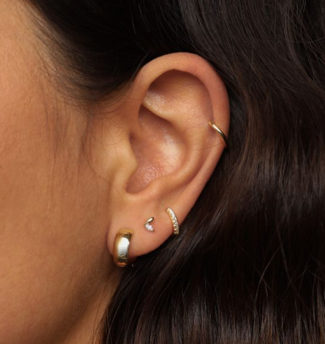 Karma Jewelry Earrings H426GP - Dames Oorbellen - Hinged Hoops Zirconia Beau - Goud - 10 MM