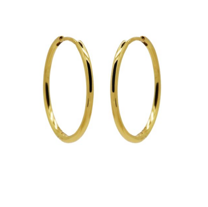 Karma Jewelry H240GP - Plain Hoops - Oorbellen Dames - 925 Sterling Zilver - 14K Gouden Plating - Goud kleurig - 30 MM