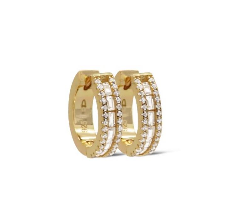 Karma Jewelry Oorbellen H448GP - Dames Oorbellen - Earrings Hinged Hoops Julia - 925 Sterling Zilver - 14K Gouden Plating - Goudkleurig - 14 MM