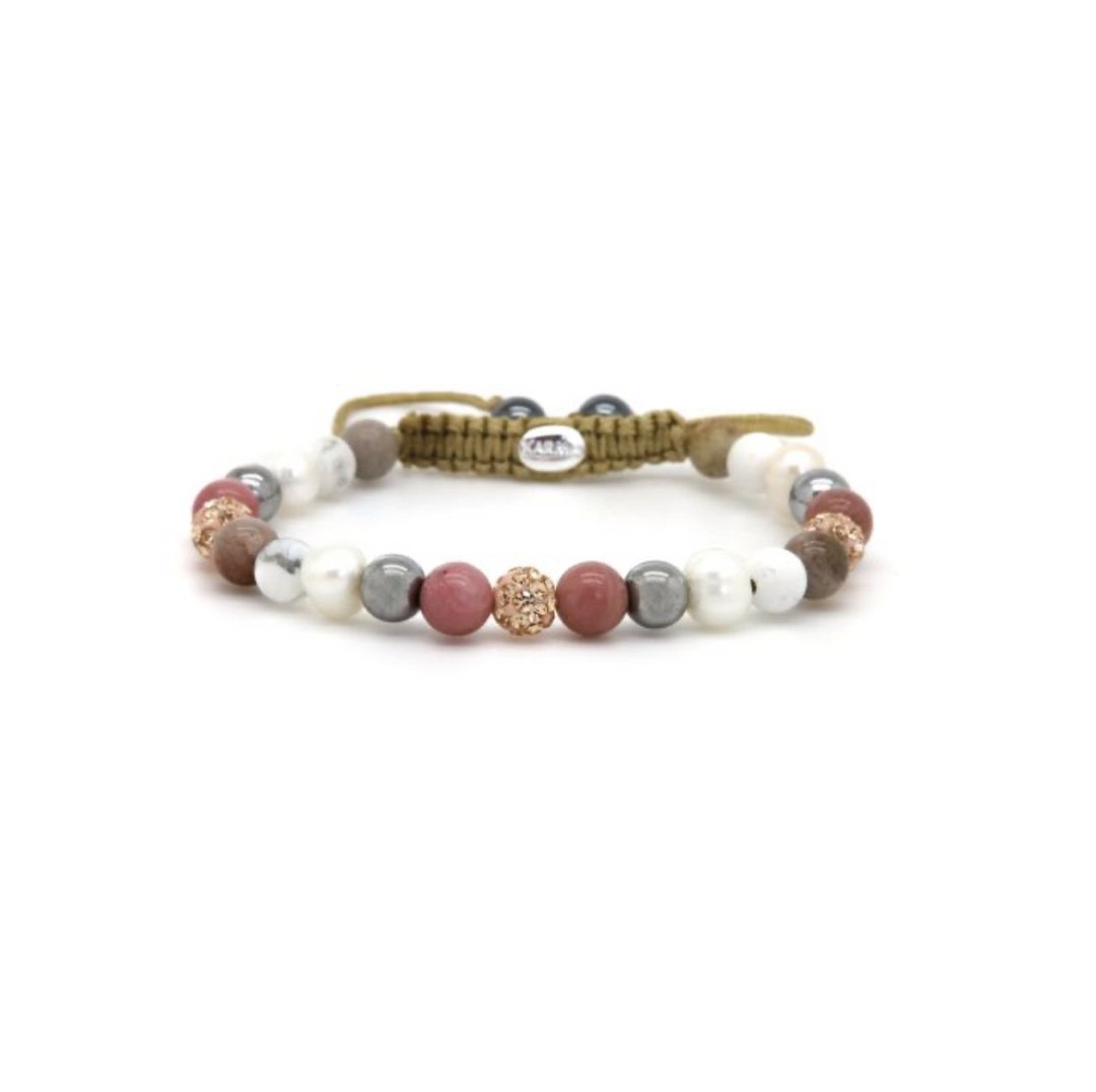Karma Jewelry armband 80213 - Dames Armband - Spiral Nola XS - Rosegoud / Wit / Roze / Grijs - 18.5+5 CM