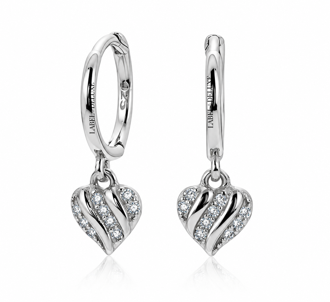 Karma Jewelry oorbellen - Dames Oorbellen - Hearts Sparkle Hoops - Zilver - 18 MM