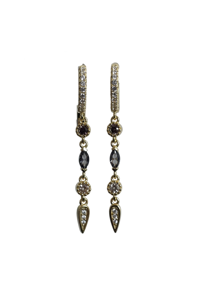 Karma Jewelry A88 - Lizzy - Oorringen Dames - 925 Sterling Zilver - 14K Gouden Plating - Coffee Champagne - Goudkleurig - 35 MM
