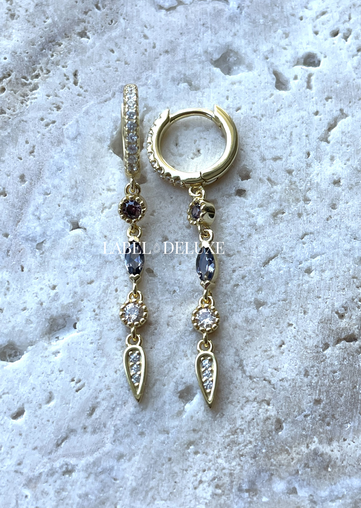 Karma Jewelry A88 - Lizzy - Oorringen Dames - 925 Sterling Zilver - 14K Gouden Plating - Coffee Champagne - Goudkleurig - 35 MM
