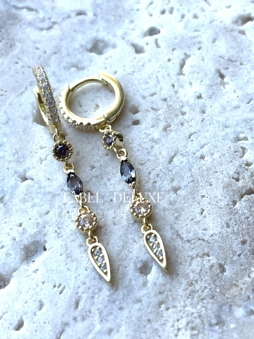 Karma Jewelry A88 - Lizzy - Oorringen Dames - 925 Sterling Zilver - 14K Gouden Plating - Coffee Champagne - Goudkleurig - 35 MM