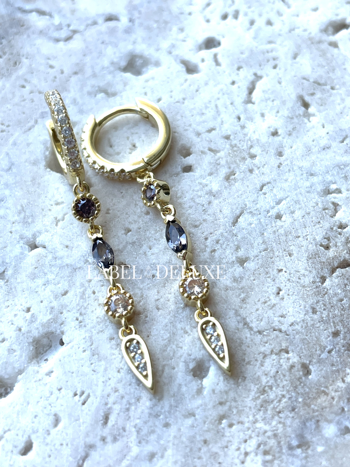 Karma Jewelry A88 - Lizzy - Oorringen Dames - 925 Sterling Zilver - 14K Gouden Plating - Coffee Champagne - Goudkleurig - 35 MM