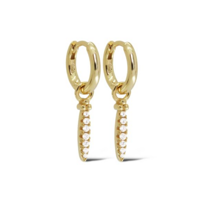 Karma Jewelry A126GP - Oorbellen Dames - Hoops Mari Zirconia - 925 Sterling Zilver - 14K Gouden Plating - Goudkleurig - 28 MM