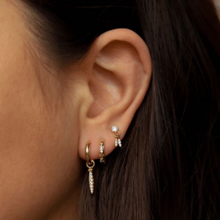 Karma Jewelry A126GP - Oorbellen Dames - Hoops Mari Zirconia - 925 Sterling Zilver - 14K Gouden Plating - Goudkleurig - 28 MM