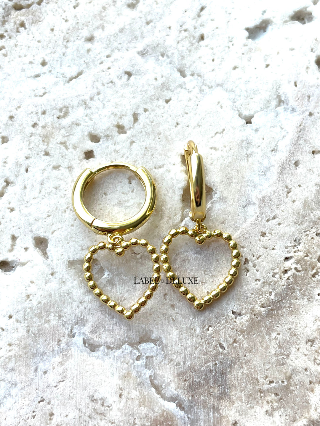 Karma Jewelry A170GP - Oorbellen Dames - Hoops Milly Open Hearts - 925 Sterling Zilver - 14K Gouden Plating - Goud - 28 MM