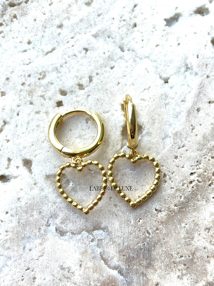 Karma Jewelry A170GP - Oorbellen Dames - Hoops Milly Open Hearts - 925 Sterling Zilver - 14K Gouden Plating - Goud - 28 MM