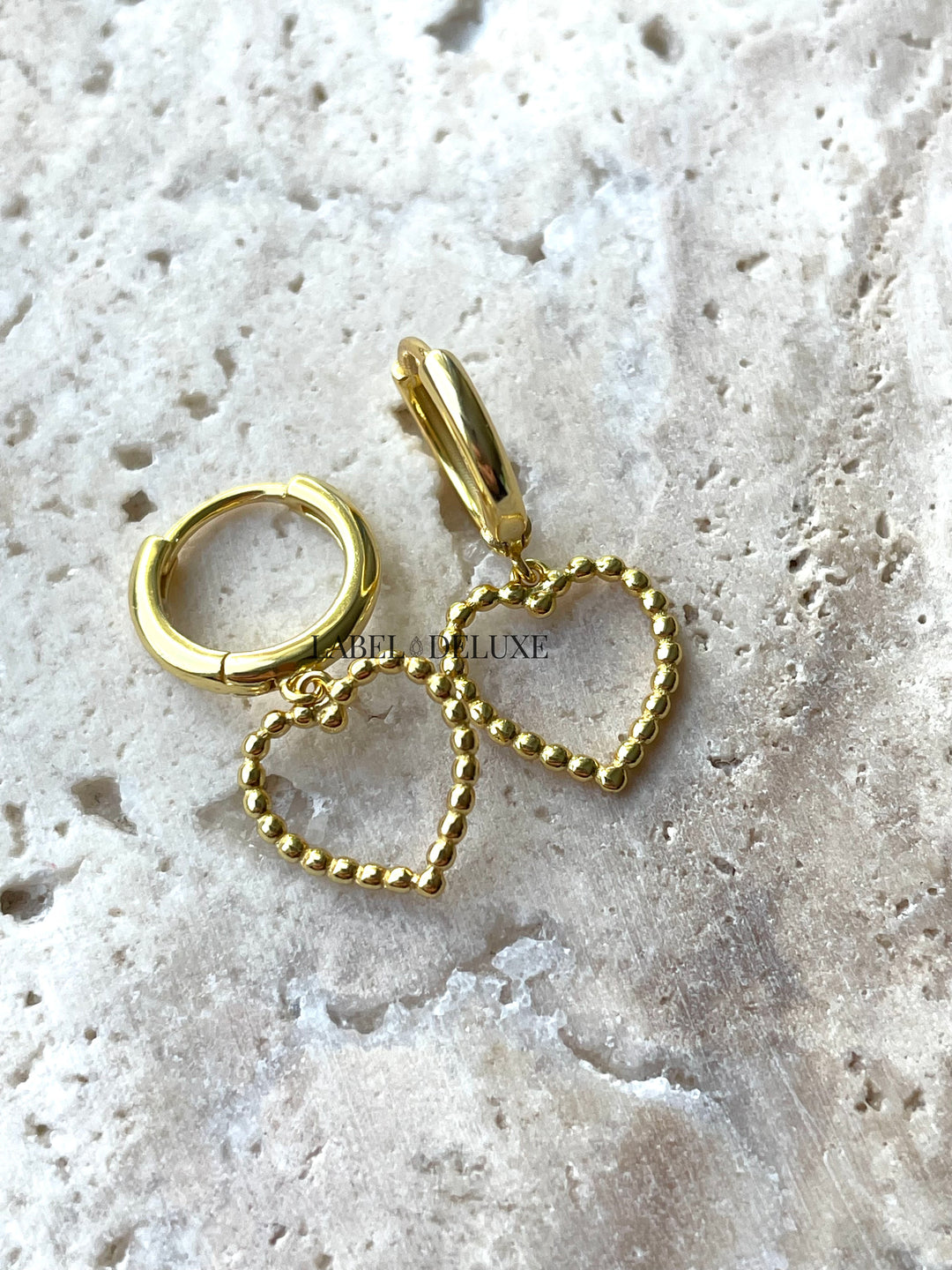 Karma Jewelry A170GP - Oorbellen Dames - Hoops Milly Open Hearts - 925 Sterling Zilver - 14K Gouden Plating - Goud - 28 MM