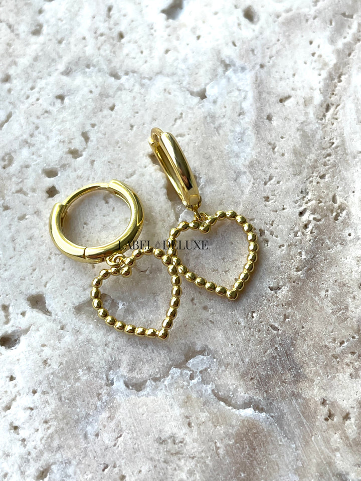 Karma Jewelry A170GP - Oorbellen Dames - Hoops Milly Open Hearts - 925 Sterling Zilver - 14K Gouden Plating - Goud - 28 MM