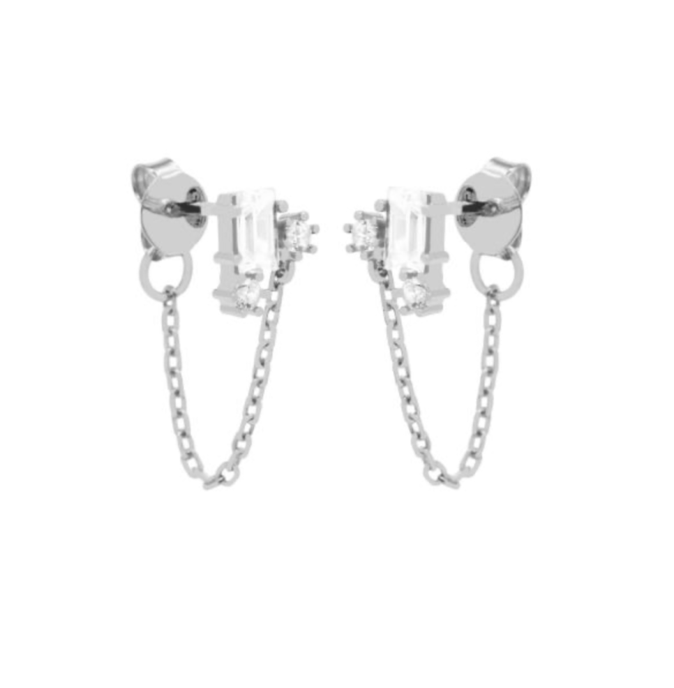 Karma Jewelry earrings C81S - Dames Oorbellen - Chain Big Spark - Sterling Zilver - 2,0 cm