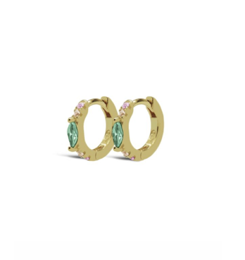 Karma Jewelry Earrings H162GP_SC - Dames Oorbellen - Oval Dots Spring color - Groen Goud - 12 MM