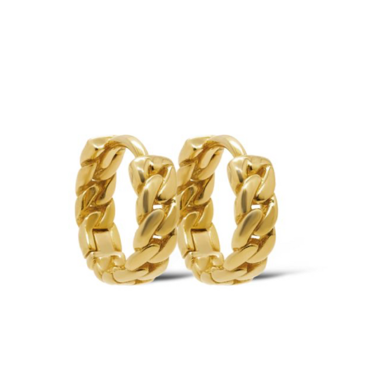 Karma Jewelry Earrings M3126 - Dames Oorbellen - Hinged Hoops Sia Chain - Goud - 12mm