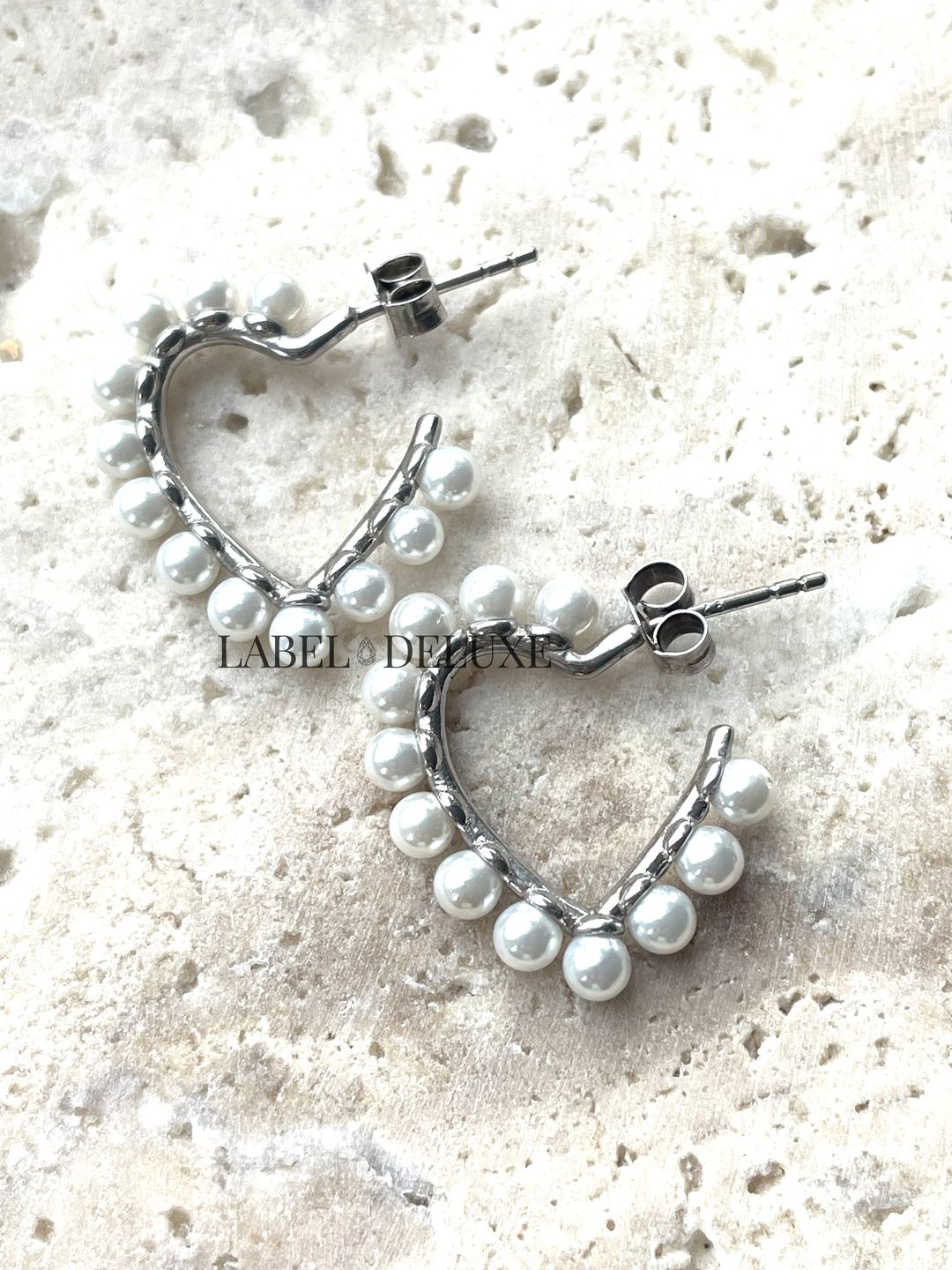 Karma Jewelry KJHeartsS - Hearts Pearls - Oorstekers dames - 925 Sterling zilver - 25 MM