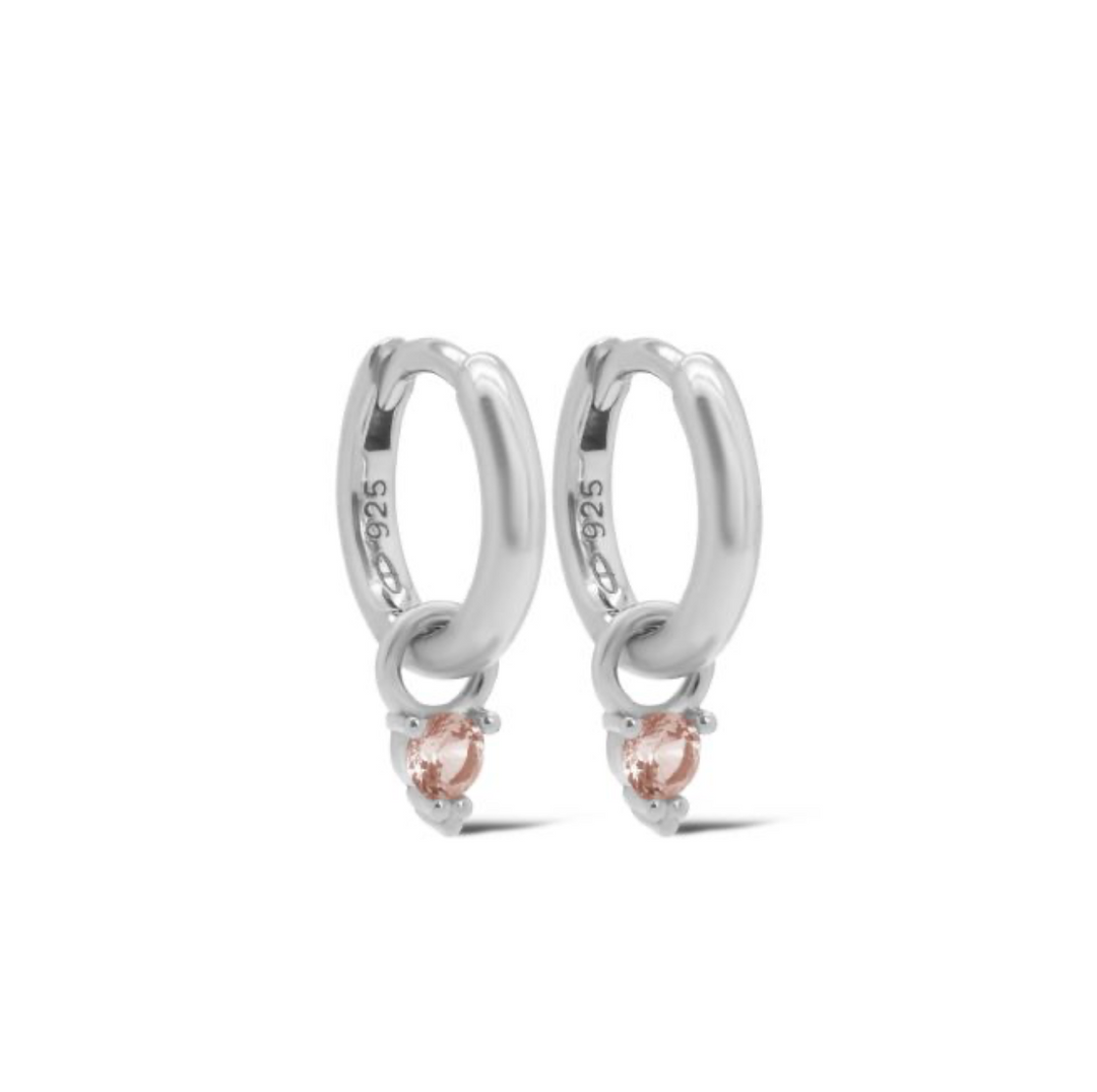 Karma Jewelry earrings A167_SA - Dames Oorbellen - Hoops Maris Dot Salmon - Zilver - 13 mm